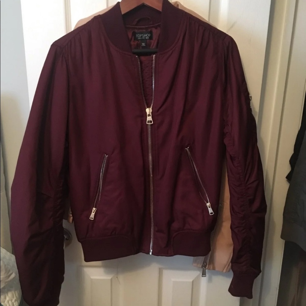 burgundy red topshop comber jacket